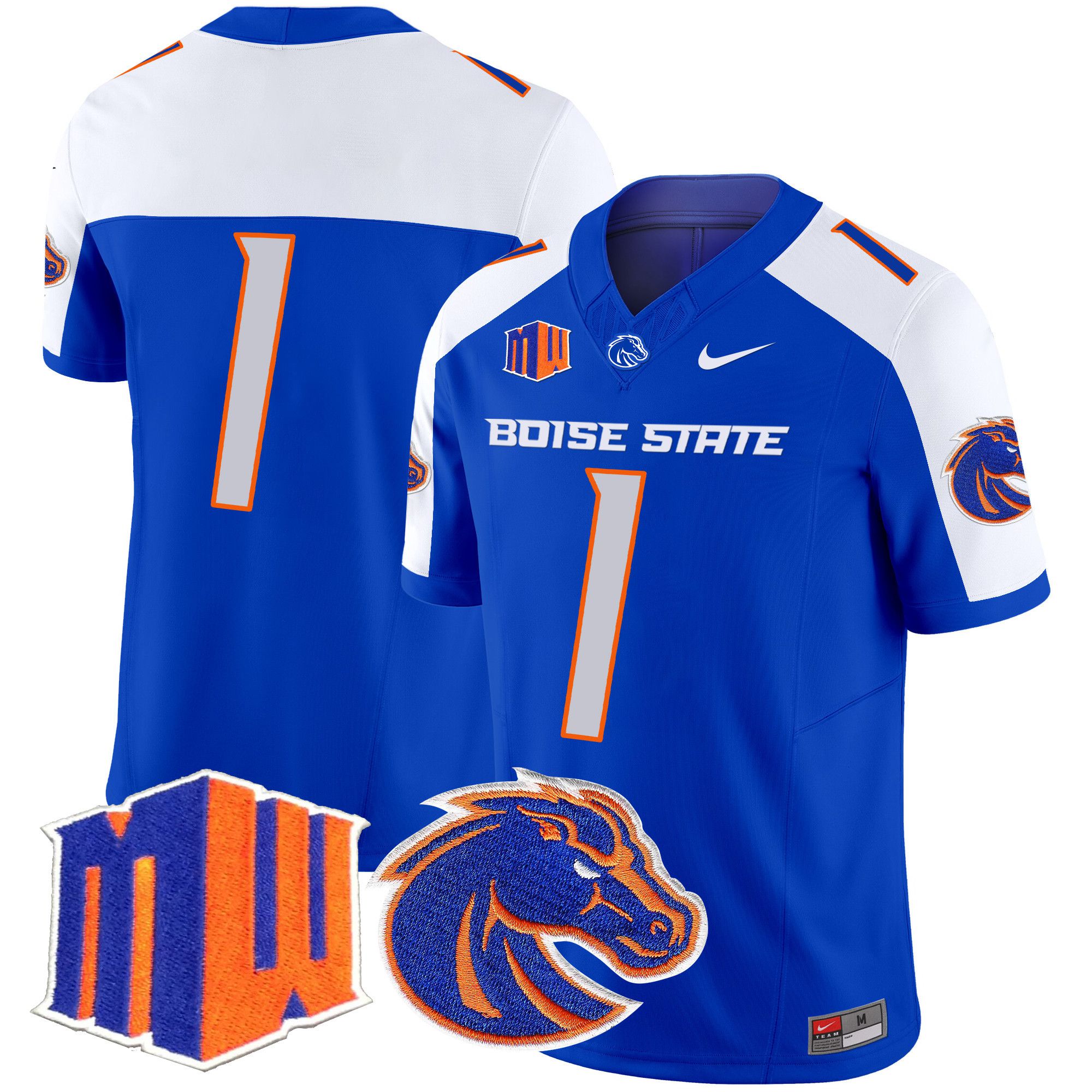 Men Boise State Broncos #1 No Name Blue Nike 2024 Vapor Limited NCAA Jersey->more ncaa teams->NCAA Jersey